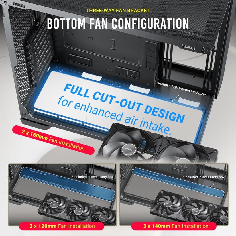 Antec C8 ARGB, 2X TQR 160mm & 1x TQ 140mm ARGB PWM Fans Included,Dual-Chamber Layout, Type-C, 360mm Radiator Support, Seamless TG Front & Side Panels, RTX 40 Compatible, Full-Tower E-ATX PC Case