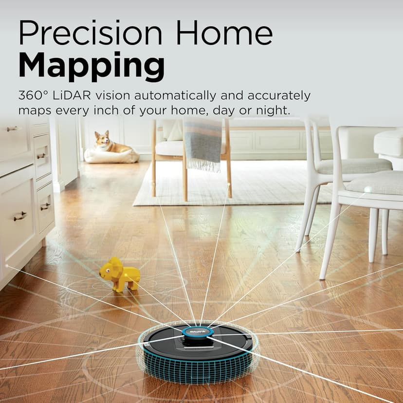 Shark PowerDetect Self-Empty Robot Vacuum with NeverStuck Technology, Auto Deep-Clean Carpets & Hardfloors, 30 Day Capacity HEPA Bagless Base, for Pet Hair, WiFi Black, AV2820S