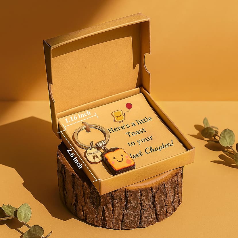 Next Chapter, New Home, Engagement, New Job, PBJ, 18 21 Birth, Loaf You, Thank You, Graduation Gifts, Couple, Friend, Retired PEALICIOUS Toast Keychain for Girls New Beginnings Congratulations Gifts B0FNQZ19F5
