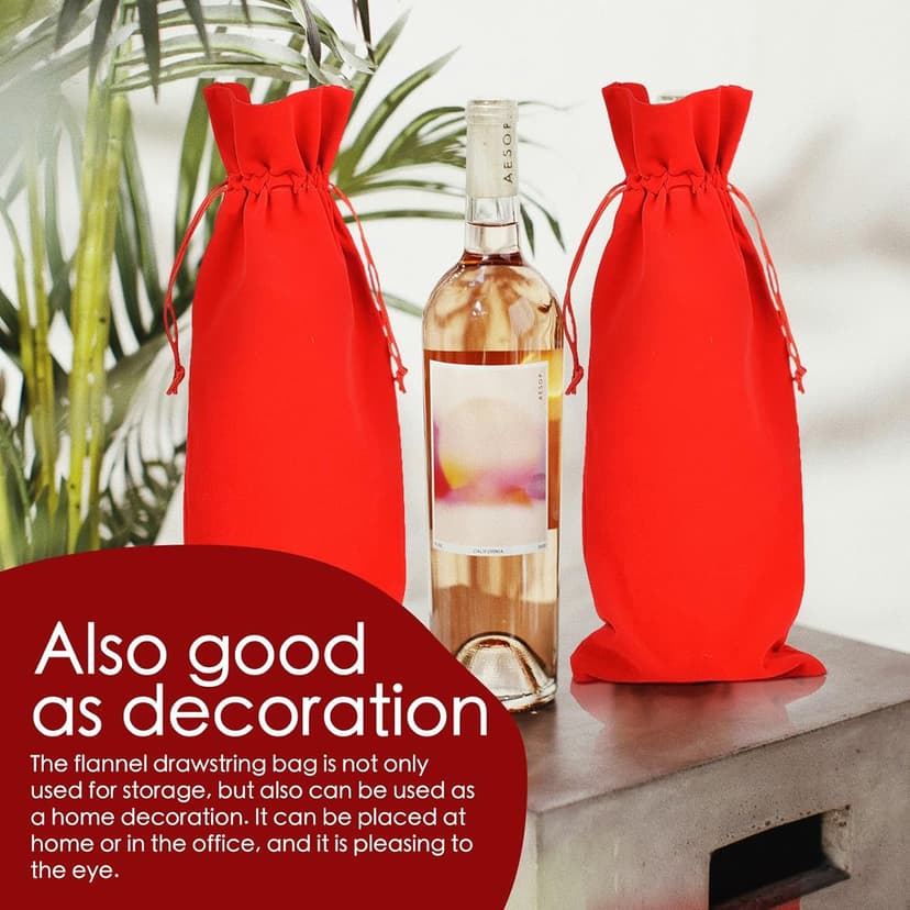 BOOPANREE 4 Pcs velvet wine bags, Wine Champagne Gift Bag With Drawstring,red Wine Drawstring Bottle Bags cloth for housewarming/party/birthday/wedding/bottle decoration bag (Wines Red)