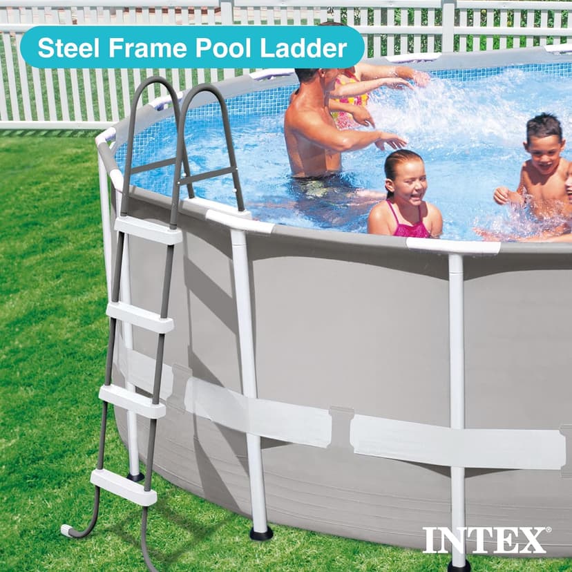 Intex Steel Frame Above Ground Swimming Pool Entry/Exit Ladder for 48" High Wall Pools, 300 Pound Capacity, Accessory Only, Pool Not Included