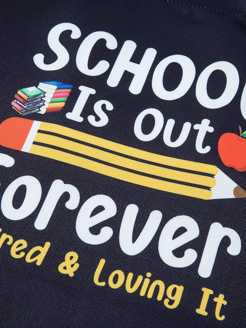 PARBEE Tote Bag, Large Black Canvas Bag with Pocket, Funny Retirement Gift for Teachers, Reusable, Machine Washable, Tote Bag for Retired Teachers, Unisex