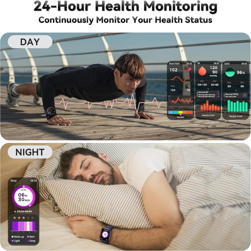 QVEQ Smart Watch for Men Women(Answer/Make Call), 1.83" Fitness Watch with Heart Rate/Blood Pressure/Blood Oxygen, Pedometer, Sleep Tracker,120+ Sport Modes, IP68 Waterproof Fitness Tracker for Android iOS