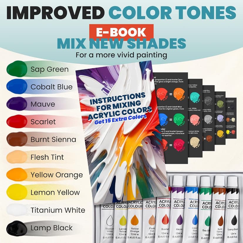 Set of 2 Beginner Painting Kit for Date Night Crafts with Canvas, Easels, Brushes, Acrylic Paint - Family & Couple Art Set 2 Painting Kits for Couples' Date Night, Sip and Paint Kit for Adults B0DTB5Y32H