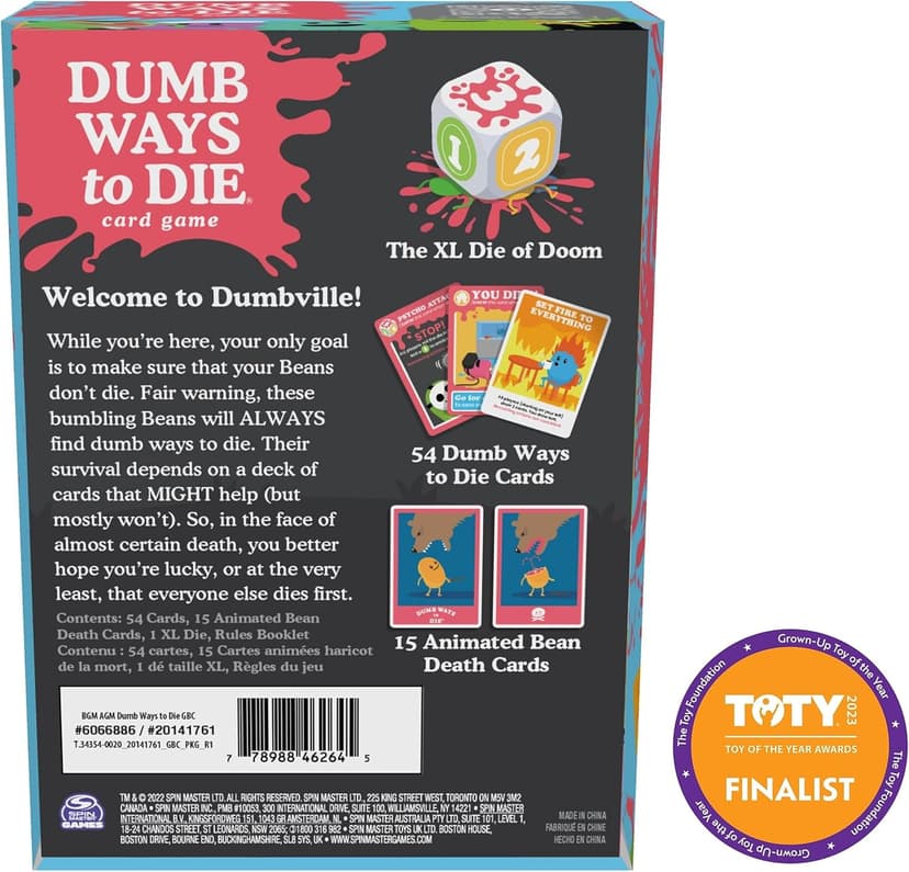 Spin Master Games, Dumb Ways to Die, The Viral Meme Card Game from YouTube and TikTok, Survival Strategy Fun, 2-5 Players, for Ages 12 & Up