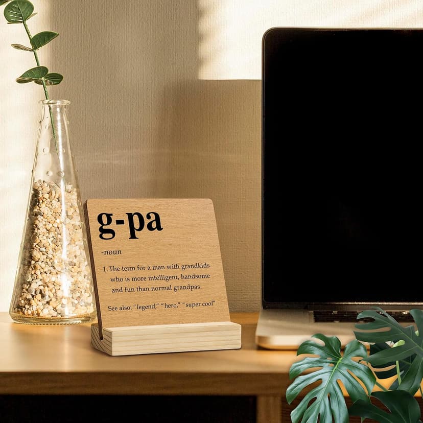 G-Pa Grandpa Gifts Desk Decor, Grandpa Gifts for Birthday Father's Day Decorative Signs & Plaques, G-Pa Definition Desk Sign with Wooden Stand for Home Office Shelf Table Decor B0GJR7LD9H