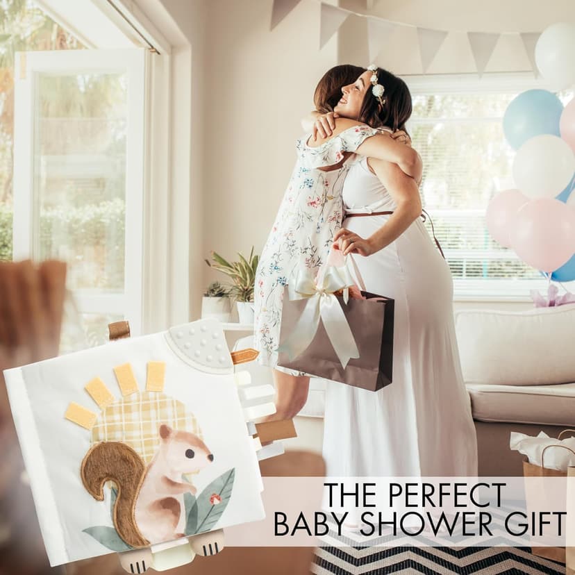Soft Baby Book with Touch and Feel Pages - Cute Sensory Book for Babies 0-6, 6-12 & 12-18 Months with Mirror & Crinkle Paper - The Perfect Christmas Toy for Baby Showers Or as a Newborn/Infant Gift