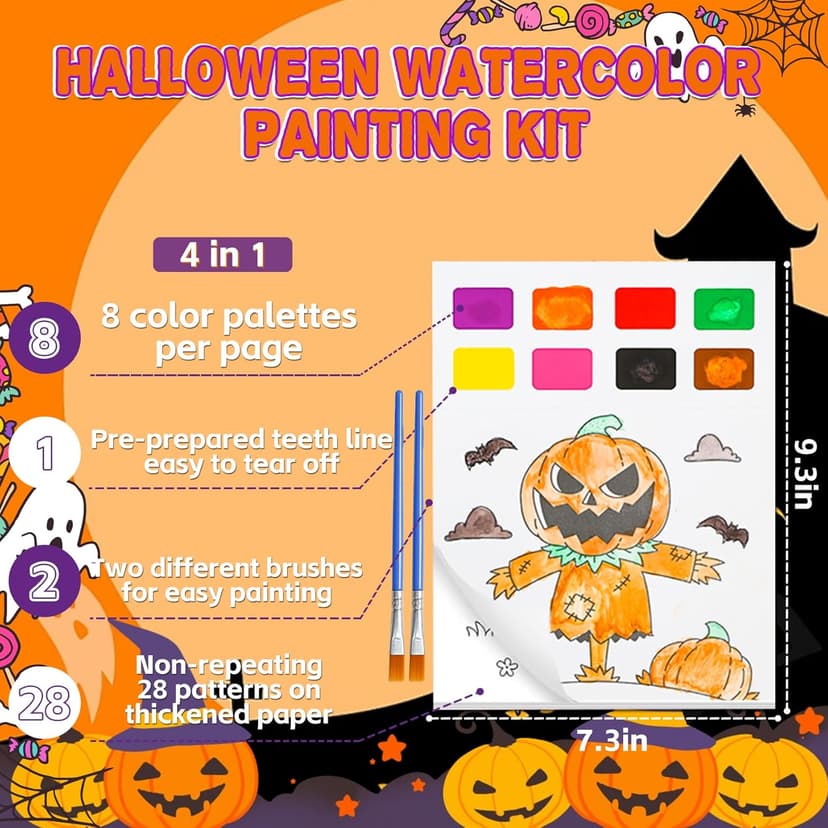 Yeolepor Halloween Crafts for Kids - Paint with Water Books and Stickers for Toddlers Mess Free Watercolor Painting Set Drawing Activities Treats Toy Halloween Gifts for Boy Girl Ages 4 5 6 7 8