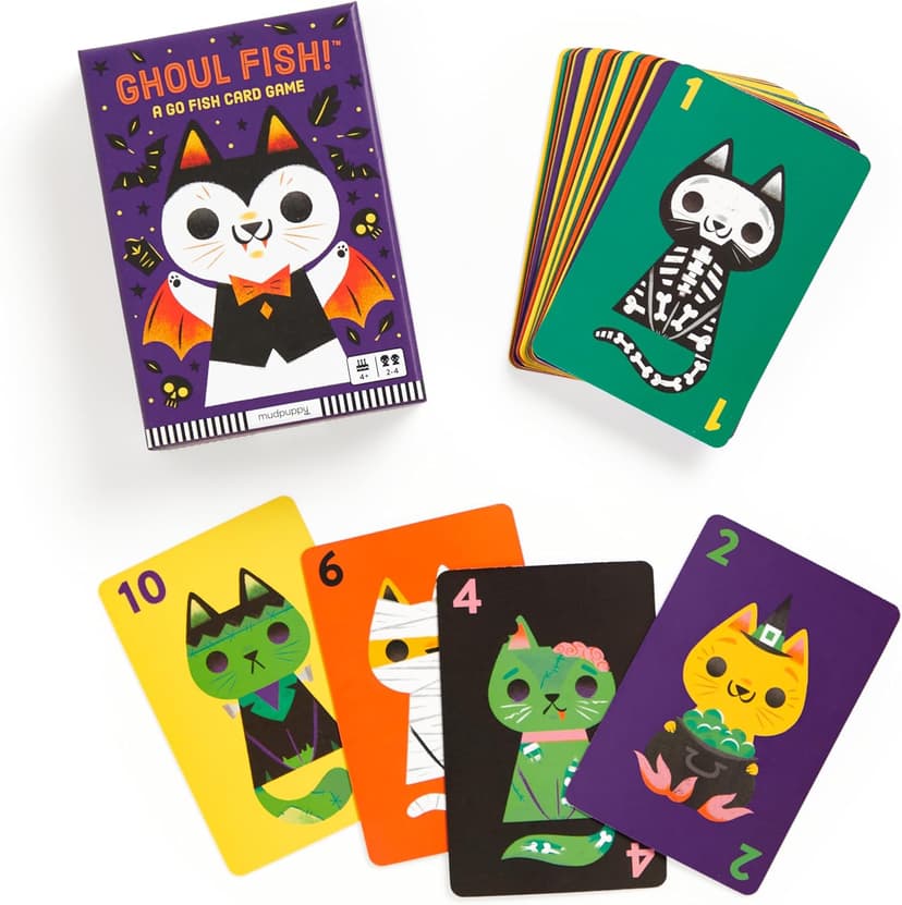 Mudpuppy Ghoul Fish! – Ghoul Version of Classic Kids Go Fish Card Game with Cute Illustrations of Ghoulish Cats for Children Ages 4 and Up, 2-4 Players