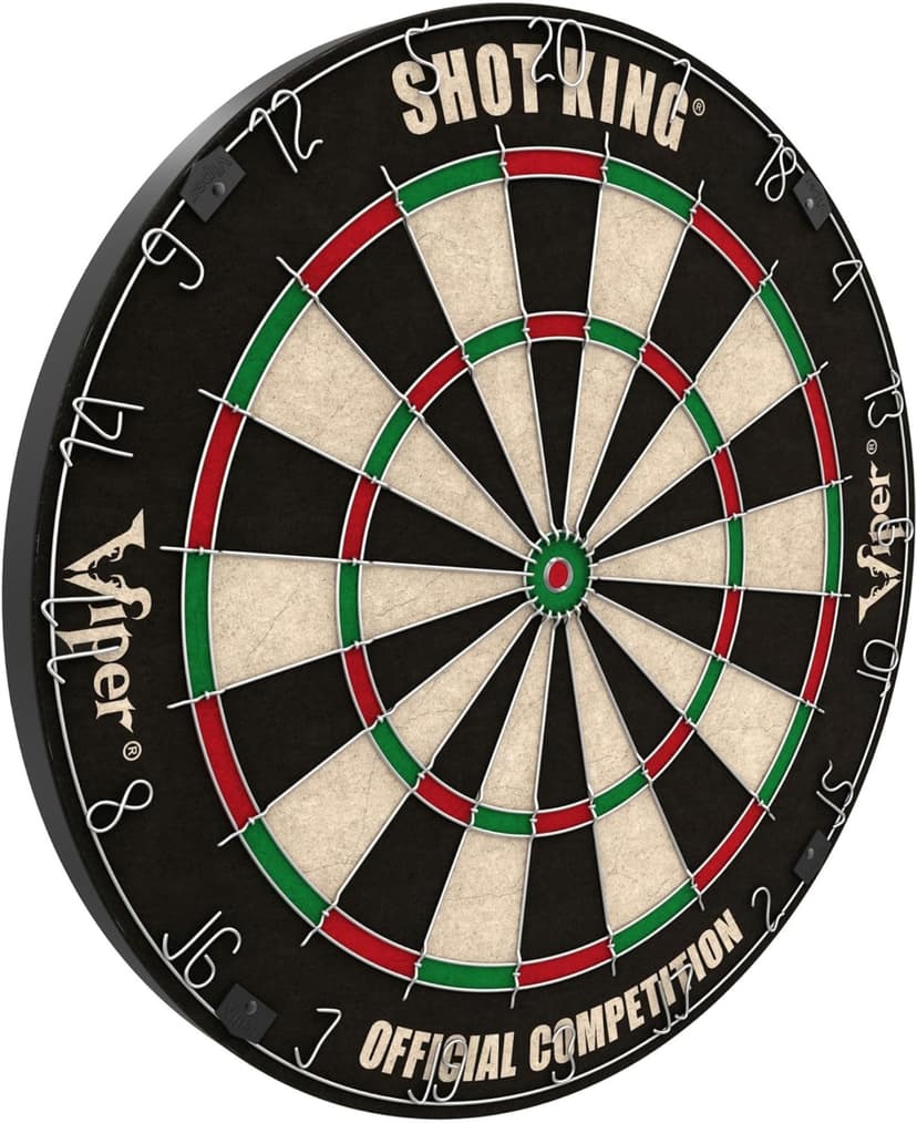Viper by GLD Products Shot King Regulation Bristle Steel Tip Dartboard Set with Bullseye Metal Radial Spider Wire Compressed Sisal Board with Rotating Number Ring Includes 6 Darts Black