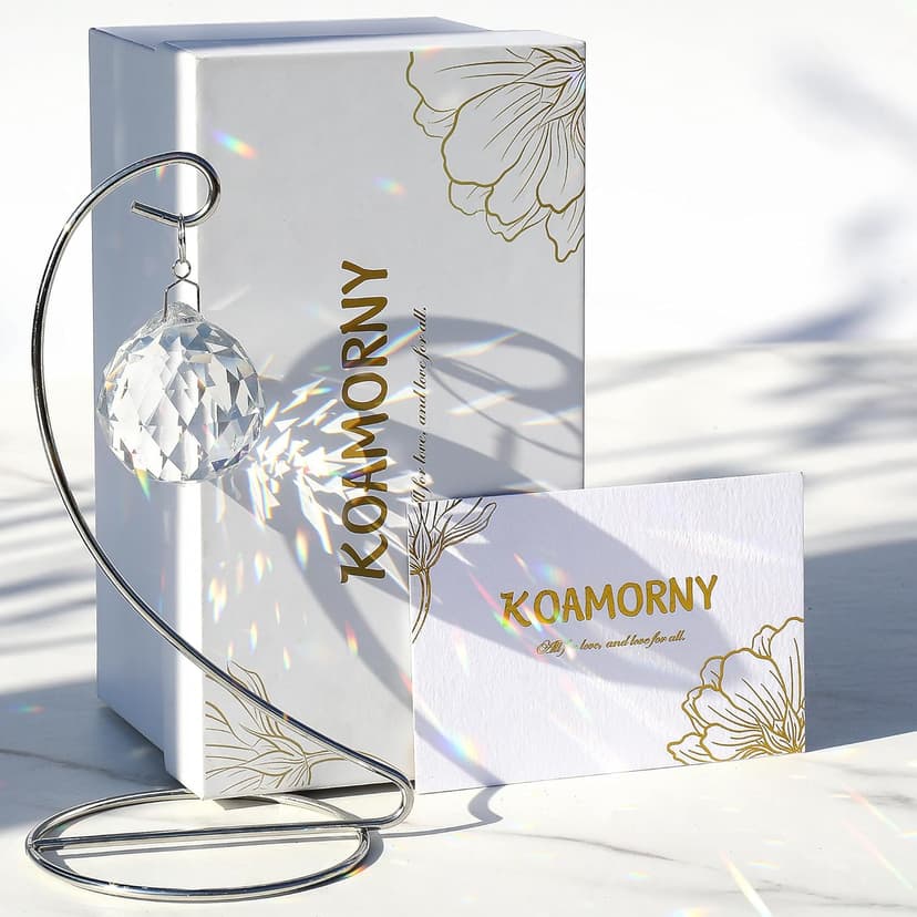 Memorial Gift with Stand, Unique Sympathy Idea for Loss of Family & Loved One, Tabletop Clear Crystal Rainbow Maker, Thoughtful Remembrance Bereavement Box