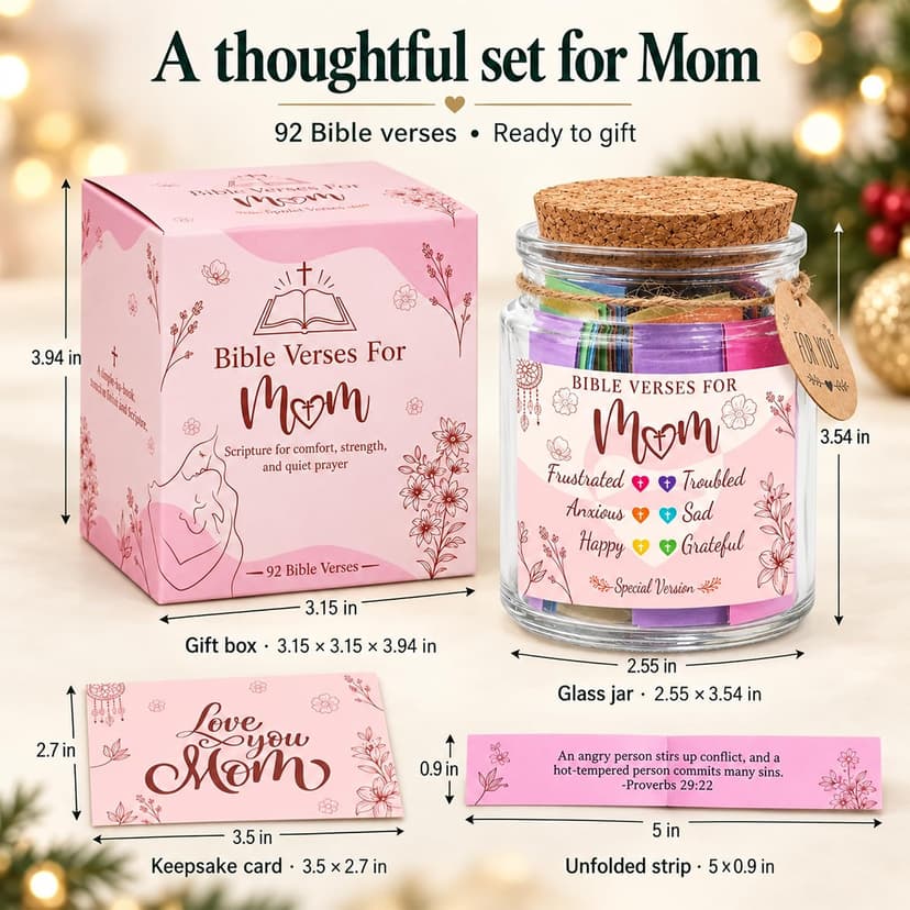 Bible Verse Jar for Mom – 92 Color-Coded Bible Verse, Birthday Gifts for Mom, Christian Gifts For Mom B0F2T6HBBK