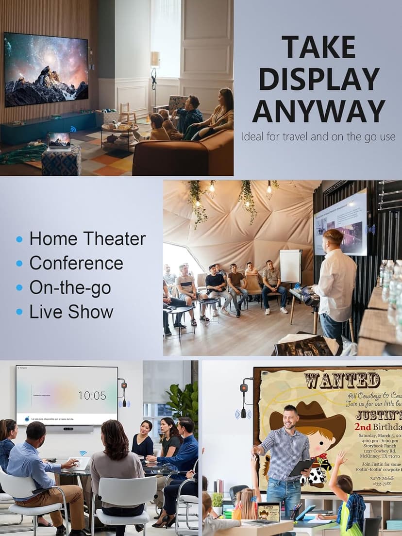 Wireless HDMI Display Dongle Adapter 4K, TIMBOOTECH WiFi HDMI Dongle Adapter Casting Video Receiver for Phone/Pad/OS/Android/PC/MacOS to TV/Projector/Monitor, Support Miracast, DLNA, Airplay