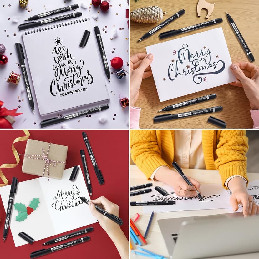 MARTCOLOR Calligraphy Pens, 10 Size Calligraphy Pens for Writing, Brush Pen Calligraphy Set for Beginners, Calligraphy Brush Pens, Hand Lettering Pen for Art Drawing, Sketching, Scrapbooking