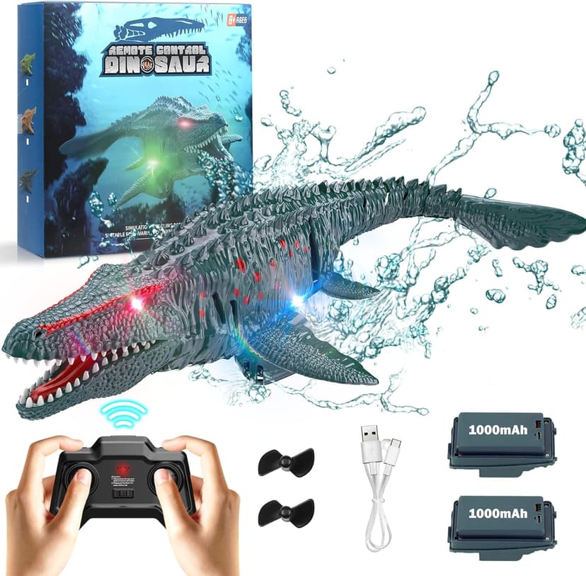 2.4GHz Remote Control Mosasaurus Dinosaur Swimming Pool High Simulation Toys, RC Boat Lake Bathroom 8-12 Years Boys Girls Christmas Halloween Tricky Birthday Gift