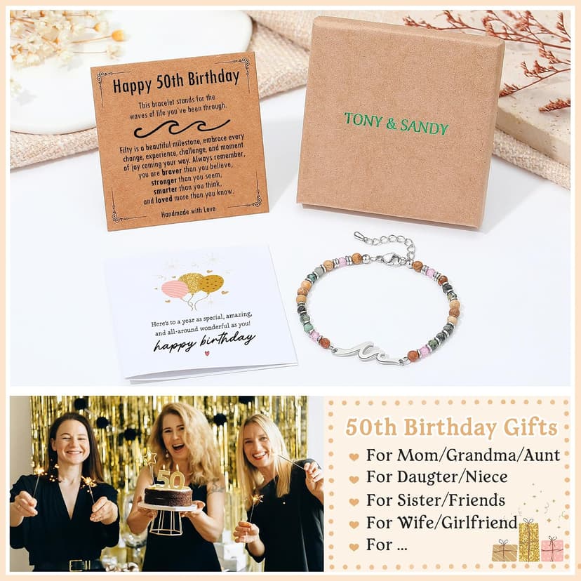 TONY & SANDY Friend Gifts for Women, Unique Birthday Gifts for Women, Sister Gift from Sister, Wave Bracelet, Christmas Stocking Stuffers for Woman Female, Bestie Friendship Bracelets B0FLY7Z4HJ