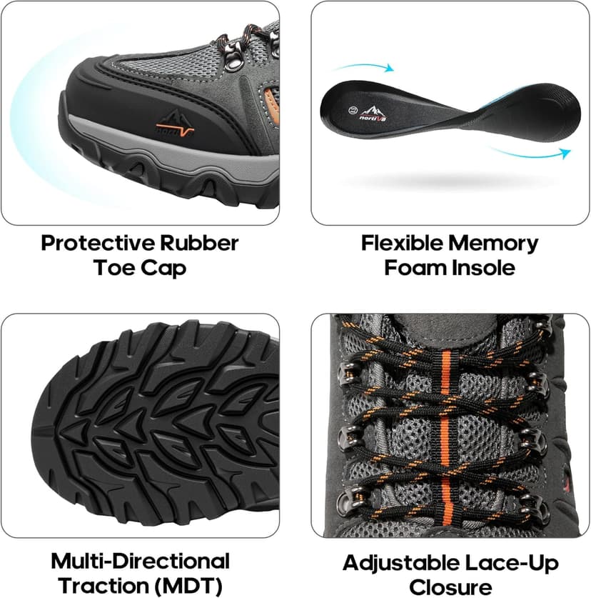 NORTIV 8 Men's Waterproof Hiking Shoes Leather Low-Top Hiking Shoes for Outdoor Trailing Trekking Camping Walking