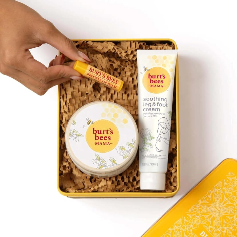 Burt's Bees Pregnancy Essentials Gifts Set, 3 Giftable Baby Shower Products & Must Have Baby Registry Items, Nourishing Skincare - Mama Belly Butter, Original Lip Balm, Leg & Foot Cream