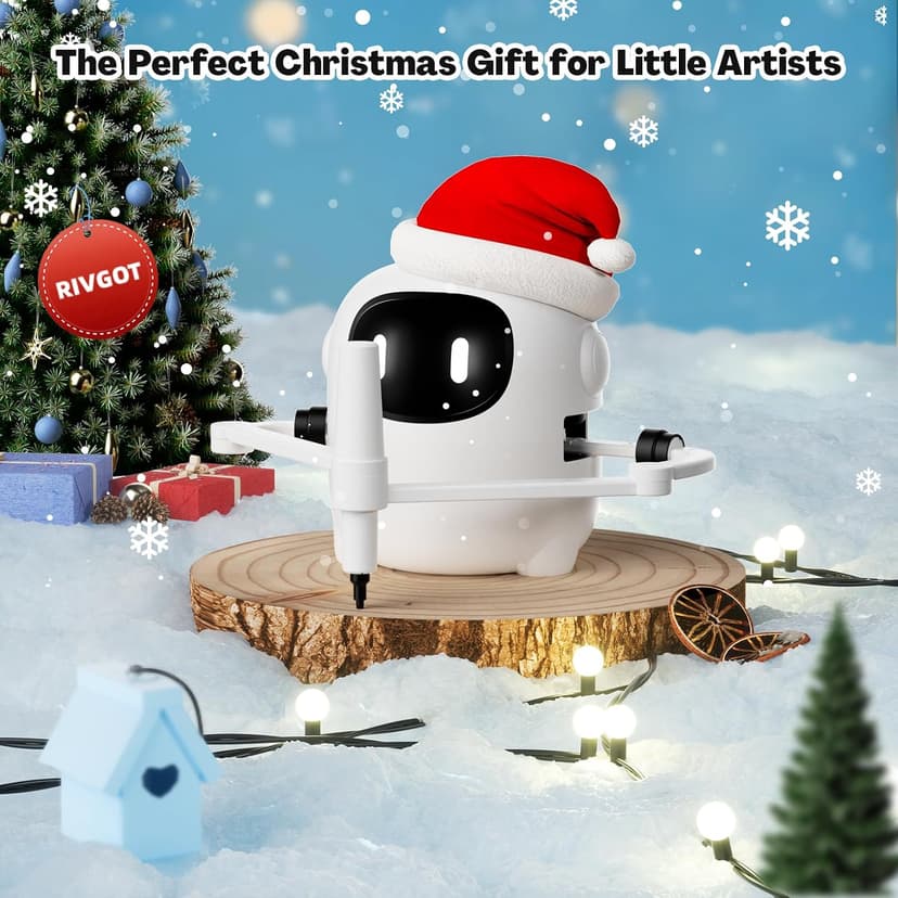 RIVGOT Drawing Robot for Kids with 150 Cards, Voice Interactive Educational Drawing Machine, Montessori Painting Learning Toys for 3 4 5 6 7 8 Year Old Boys Girls Birthday Party B0DPC68W8D