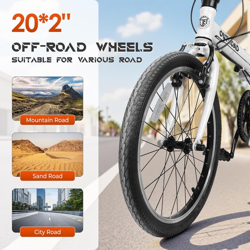 20 inch Folding Bike, Foldable Bicycle for Adults with 7 Speed Derailleur, Lightweight Collapsible Bicycle for City Commuting, Fold Up Bike Men Women Teenagers