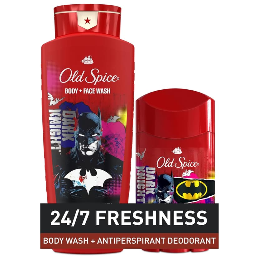 Old Spice Body Wash for Men, Batman: Dark Night, 3X Defense, 24/7 Shower Fresh with Lasting Scent, Cleansing 2-in-1 Body & Face Wash, Smell Like a Hero, Black Cherry and Nightfall Scent, 24 oz