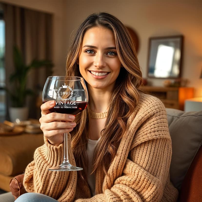 Gumry 30TH Birthday Gifts for Her, Vintage 1995 Engraved Wine Glass, 30 Year Old Birthday Decorations For Women, Funny 30 Bday Gifts Idea For Women, Friends, Daughter, Sister - Turning 30 Present