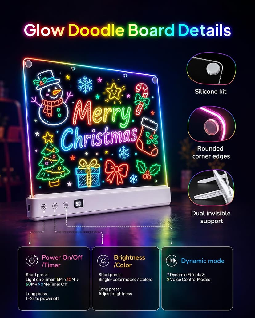 Aullsaty 16.5-Inch LED Drawing Board for Kids, Rechargeable Light Up Dry Erase Board with 16 Light Effects, 7 Markers and Tracing Kit, Birthday or Christmas Gift for Boys and Girls Ages 3-12 B0H7HFPLFM