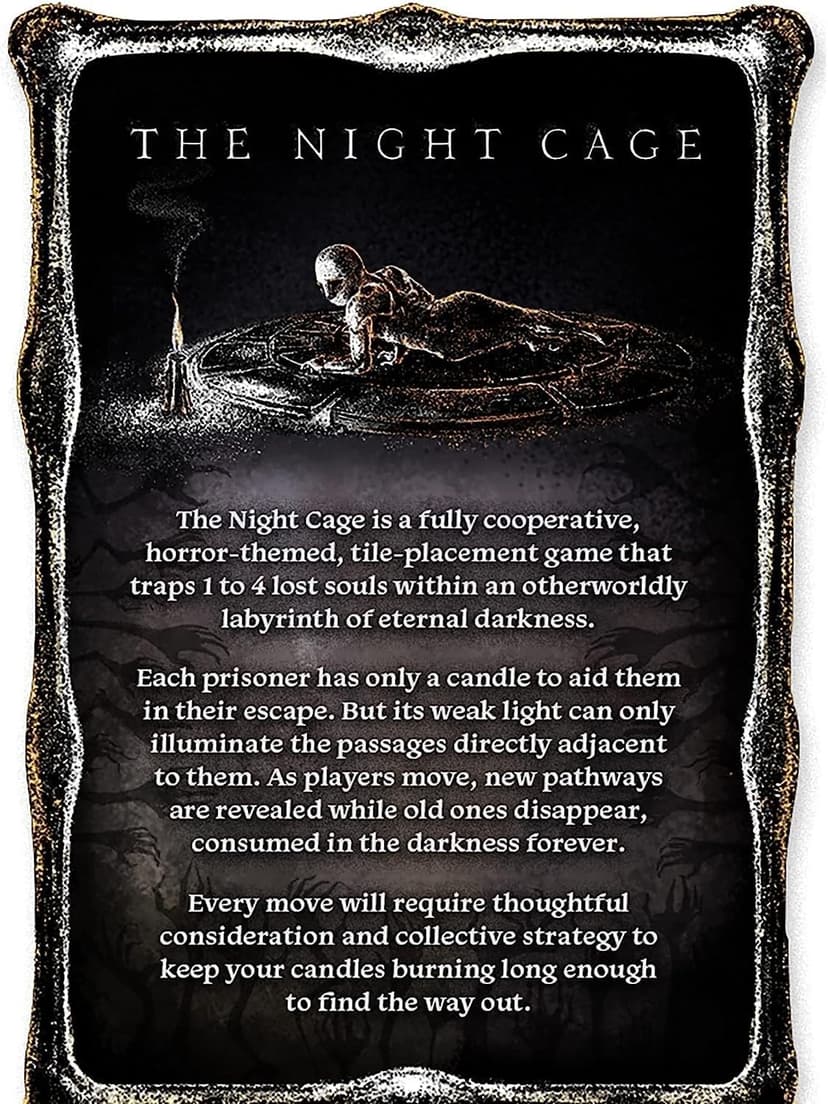 The Night Cage by Smirk and Dagger | Cooperative Candlelit Horror Strategy Game | Tile Laying Labyrinth Escape Adventure | for 1 to 5 Players | Ages 14+