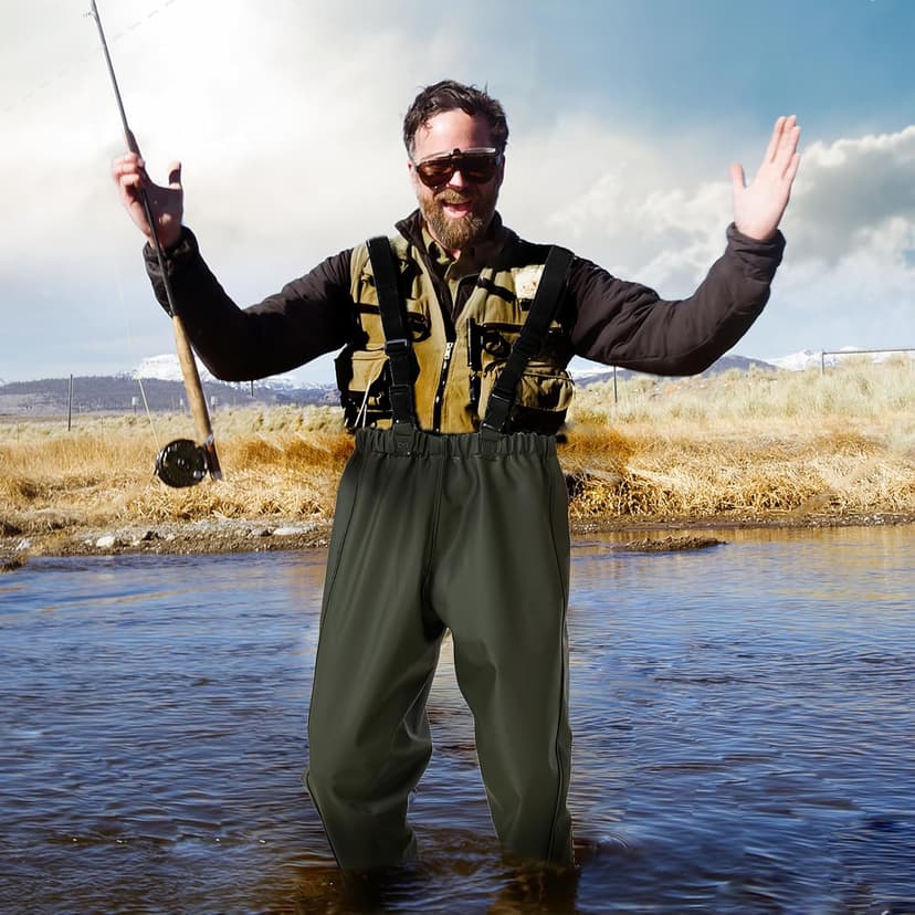 Pfeibk Men's Fishing Waders, Lightweight Breathable Chest Waders for Men, Waterproof Fly Fishing Waders