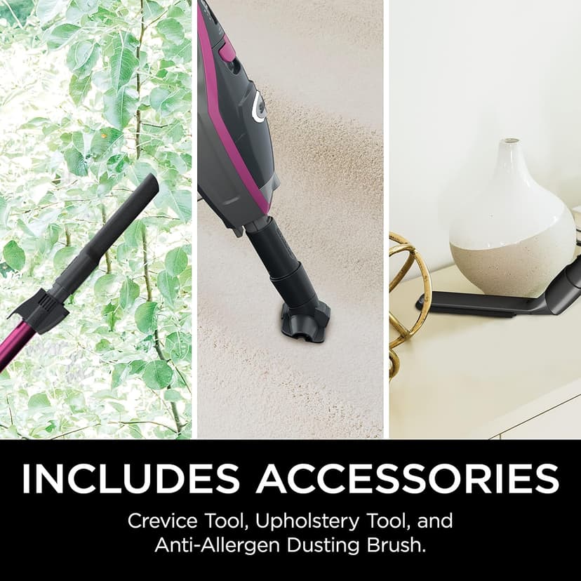 Shark HV371 Rocket Pro DLX Corded Stick, Removable Hand Vacuum, Advanced Swivel Steering, XL Cup, Crevice Tool, Upholstery Tool & Anti-Allergen Dust Brush, Fuchsia, Capacity