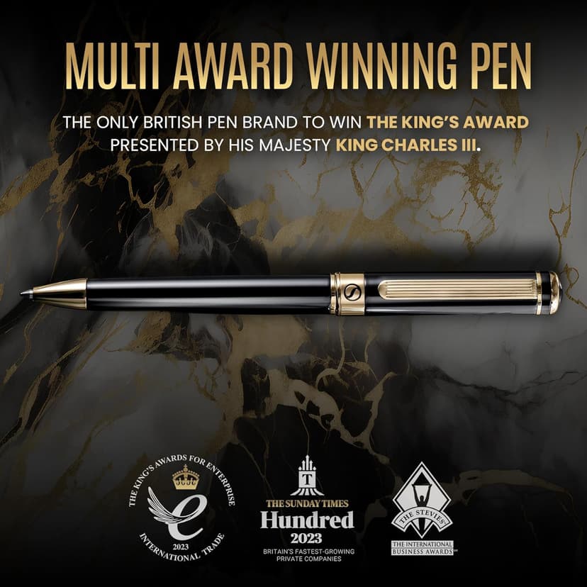 Scriveiner Black Lacquer Ballpoint Pen -Stunning Luxury Pen, Real Gold Plating, Schmidt Black Refill, Best Gift Set for Men & Women, Professional Executive Office, Nice Fancy Designer Pens