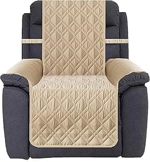 Ameritex Waterproof Nonslip Recliner Cover Stay in Place, Dog Chair Cover Furniture Protector, Ideal Recliner Slipcovers for Pets and Kids (Beige, 23")