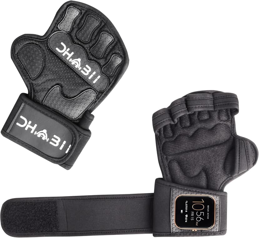 Dhabii Weight Lifting Gloves Compatible with Smart Watches, Ventilated Workout Gloves with Wrist Wraps for Men and Women- Great for Cross Training, Pull Ups, Gym, Workout.