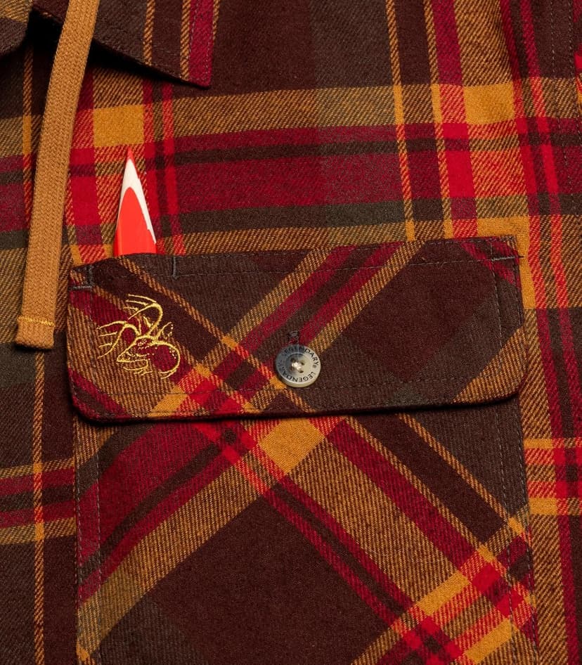 Legendary Whitetails Men's Plaid Flannel Shirt Jacket Quilted with Hood Polyfill Insulated