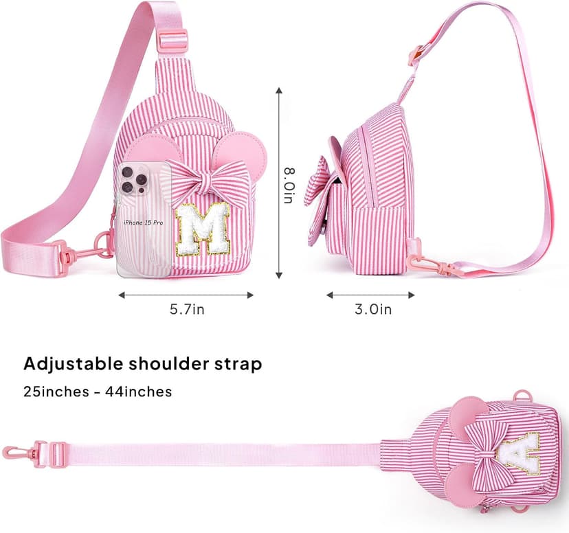 Personalized Gifts for Girls Sling Bag Purse for Toddler, 2 3 4 5 6 7 8 Year Old Girls Crossbody Bag Toddler Purse Anoup Gifts for 2 3 4 5 6 Year Old Girl Sling Bag for Girls Kids, Pink E B0GY869KBQ