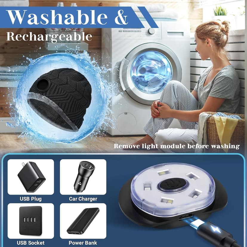 HIGHEVER LED Beanie Hat with Light: Christmas Stocking Stuffers for Men Adult Cool Gifts for Teen Boys Men Dad Winter Gifts