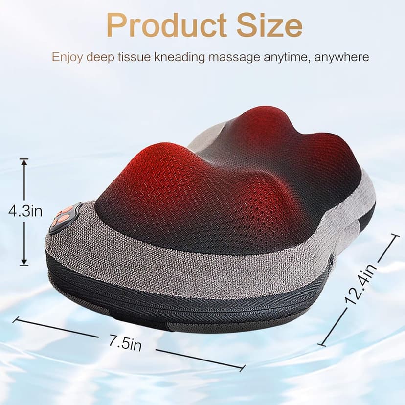 Papillon Shiatsu Back Massager with Heat,Fathers Day Dad Gifts for Men, Dad, Deep Tissue Massage for Neck, Shoulder, Upper & Lower Back Pain Relief, Electric Kneading 3D Massage Pillow (Gray)
