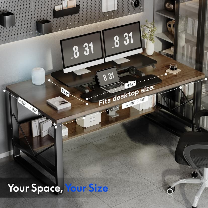 FLEXISPOT Standing Desk Converter 42" Extra Large Desk Riser, Spacious Desktop Riser Sit Stand Computer Workstation with Wide Keyboard Tray, Ergonomic Height Adjustable Stand Up Desk Converter, Black