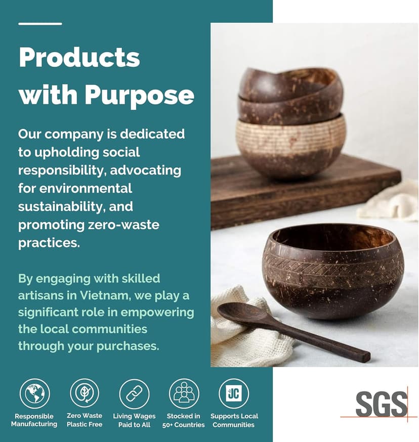 Jungle Culture 2 Polished Coconut Bowl & Wooden Spoons Set with Bamboo Straws • Natural Yoghurt & Smoothie Bowls Ideal for Ninja Creami • Healthy Coco Shell Buddha, Acai • Eco Friendly Vegan Gifts