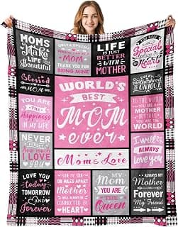 Soft Cozy Keepsake for Christmas, Valentine's Day, Mother's Day and More Mom Birthday Gifts from Daughter, Best Mom Ever Blanket 50"x60" B0DDSJTY5V