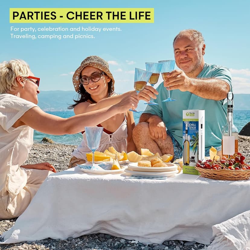 Wine Chiller - Wine Cooler Stick, 3 in 1 Stainless Steel Wine Bottle Chiller with Aerator and Pourer, The Best Holiday Gifts.