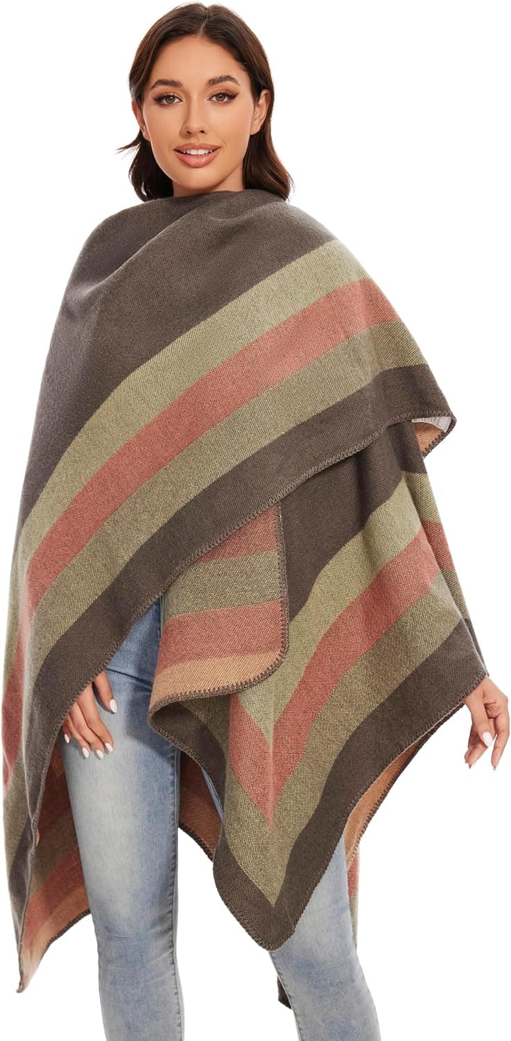 Shawl Wraps for Women, Elegant Knitted Cape Open Front Poncho Scarf Blanket Cardigan Coat for Spring, Autumn, and Winter B0B7B2BH9P