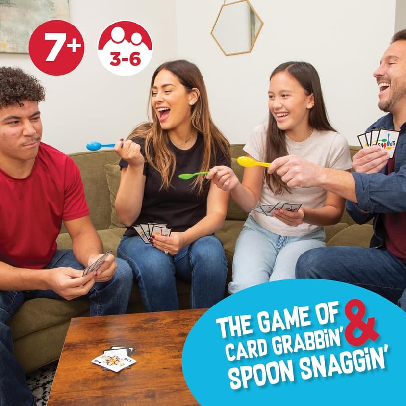 Spoons in a Case, Card Games for Kids - Spoons Game, Fun Family Games for Kids and Adults, Game Night, Travel Games, 3-6 Players, Ages 7+