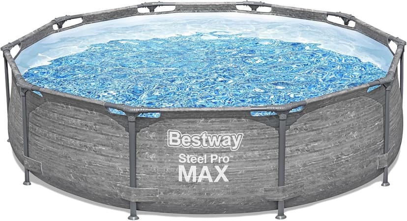 Bestway Steel Pro MAX 10' x 30" Above Ground Pool, Round Metal Frame Outdoor Swimming Pool Set with Filter Pump, Stacked Stone Print