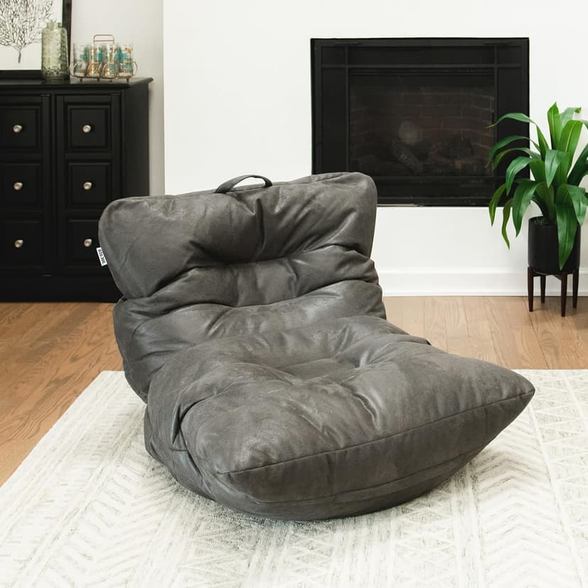 Big Joe Roma Gaming Bean Bag Chair for Kids, Teens, Adults, Shadow Graphite Vintage Suede, 3 Foot Lightweight Refillable