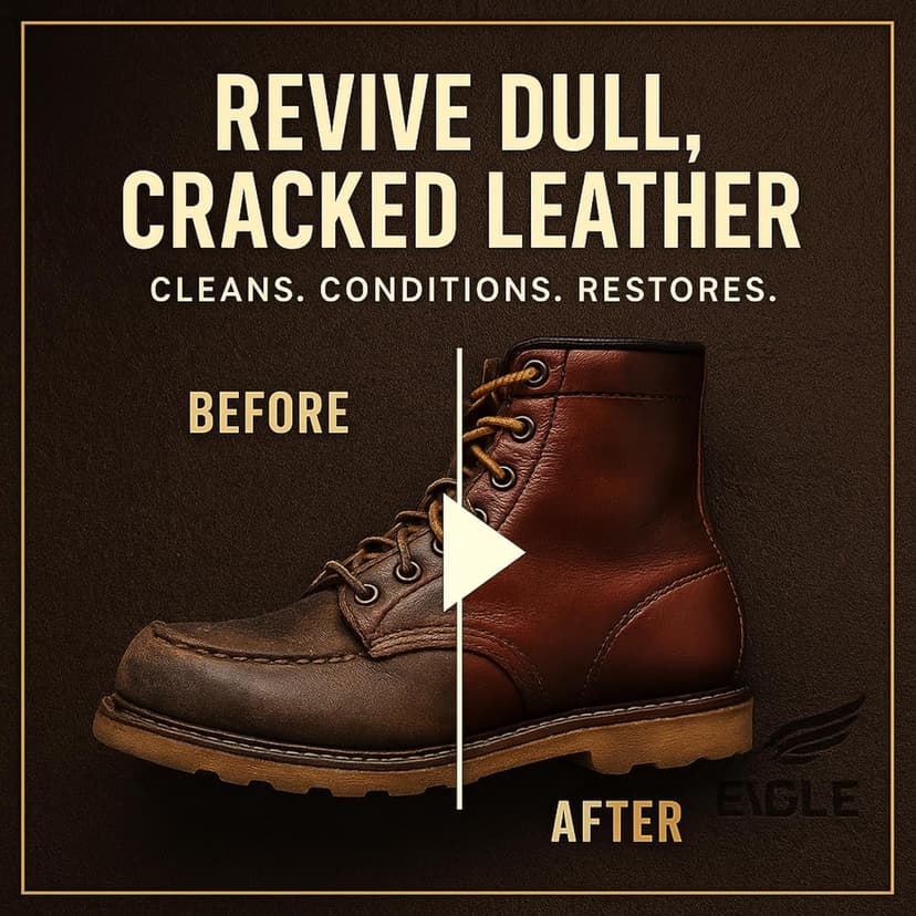 Eagle 4-in-1 Mink Oil Leather Conditioner Kit – 3.52oz Waterproof Paste with Horsehair Brush, Sponge & Microfiber Cloth – Leather Cleaner & Protector for Boots, Shoes, Jackets, Saddles & Bags