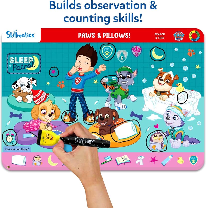 Reusable Write & Wipe Mats, Learning Games, Educational Toy for Toddlers, Kids, Boys & Girls Ages 3, 4, 5, 6 Skillmatics Search and Find PAW Patrol, Preschool Activity, Christmas Gift B0FQVC9MGX