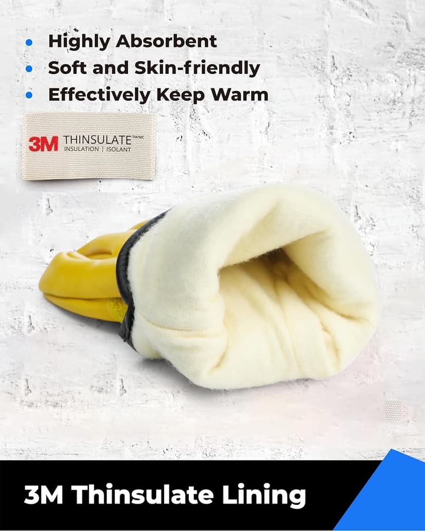 DULFINE Winter Leather Work Gloves for Men and Women,3M Thinsulate Lining for Cold Weather Work, Thermal Insulated Gloves