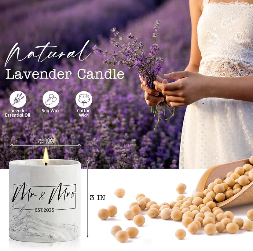 Mr and Mrs Gifts, Wedding Gift for Couples, Newlyweds Wedding Registry Bride and Groom to Be, Bridal Shower Gifts - 6 Oz 2025 New Couple Ceramics Candle