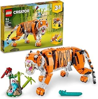 LEGO Creator 3 in 1 Majestic Tiger Building Set, Transforms from Tiger to Panda or Koi Fish Set, Animal Figures, Collectible Building Toy, Gifts for Kids, Boys & Girls 9 Plus Years Old, 31129 B09FM57L7B